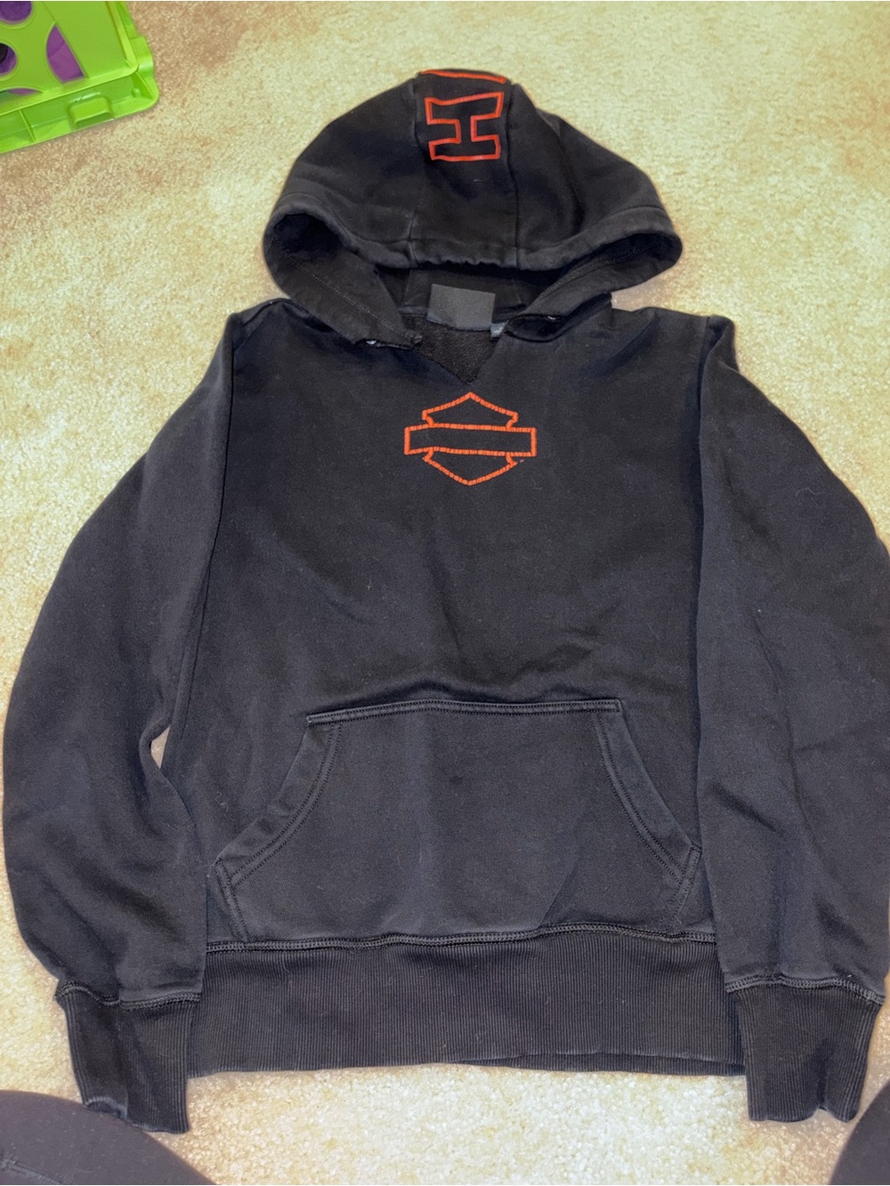 Harley-Davidson Black Hoodie with Orange Logo